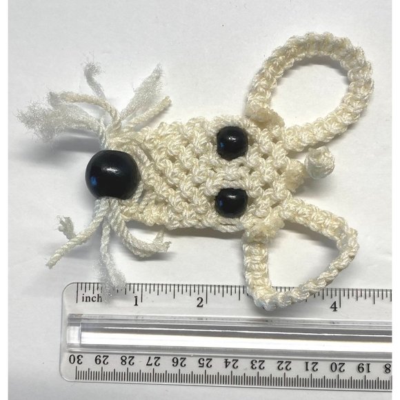 Vintage Macramae Reindeer Christmas Tree Ornament 4" - Picture 2 of 5